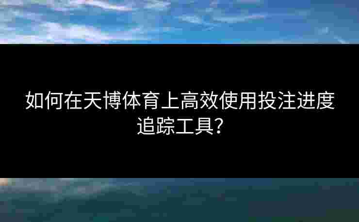如何在天博体育上高效使用投注进度追踪工具? 如何在天博体育上高效使用投注进度追踪工具?