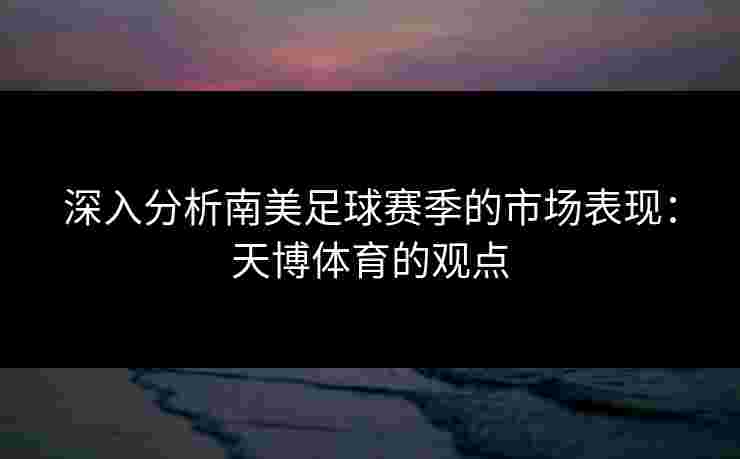 深入分析南美足球赛季的市场表现：天博体育的观点