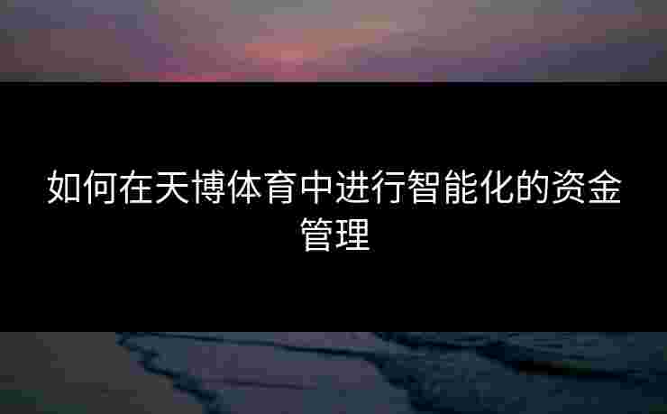 如何在天博体育中进行智能化的资金管理